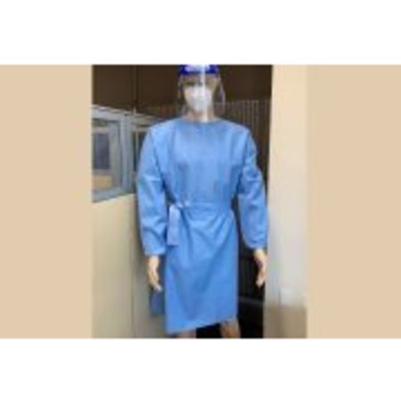 Professional Plastics Blue Closed Full Back Gown, Universal Size, Elastic Cuff/Waist, Aami GOWN-BLUE-AAMI-LEVEL2-10